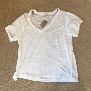 Free people ripped tee v neck